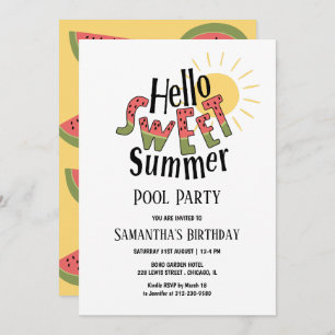 Invitation Bonjour Sweet Summer Watermelon Pool Anniversaire