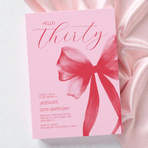 Invitation Bonjour Trente Elegant Pink Bow 30e fête d'anniver
