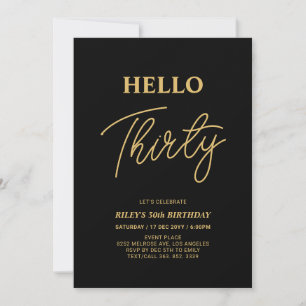 Invitation Bonjour trente   Gold & Black 30th Birthday Party