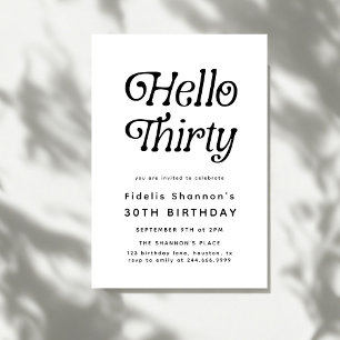Invitation Bonjour Trente Moderne Rétro 30e Anniversaire