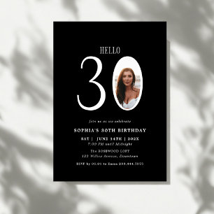Invitation Bonjour Trente Photo noir et blanc 30e anniversair