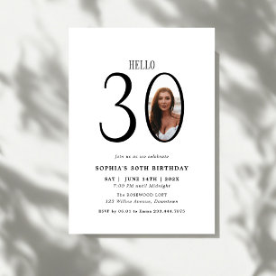 Invitation Bonjour Trente Photo noir et blanc 30e anniversair