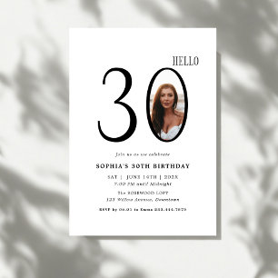 Invitation Bonjour Trente Photo noir et blanc 30e anniversair