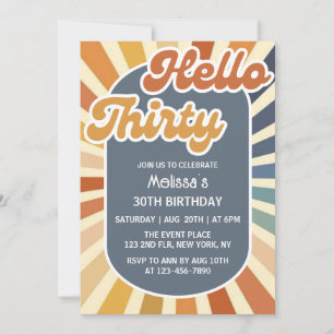 Invitation Bonjour Trente Retro Soleil Super Vague Anniversai