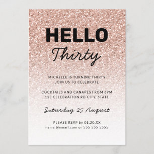 Invitation Bonjour Trente Rose Rose Gold 30e Anniversaire