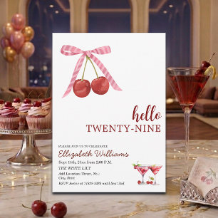 Invitation Bonjour Vingt-Neuf Fête d'anniversaire Cherry Mart
