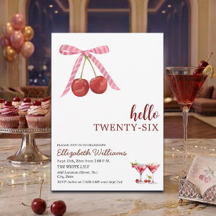 Invitation Bonjour Vingt Six Fête d'anniversaire Cherry Marti