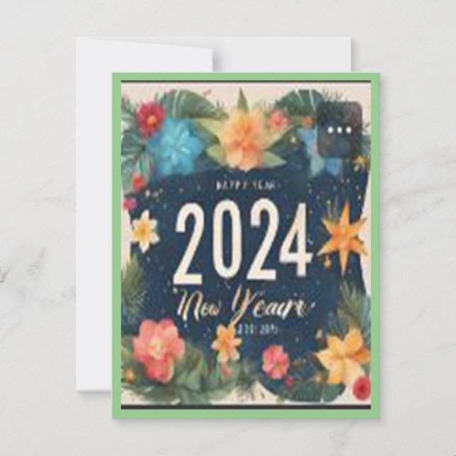 Invitation Bonne année 2024 La mosaïque de la fête de la natu (Devant)