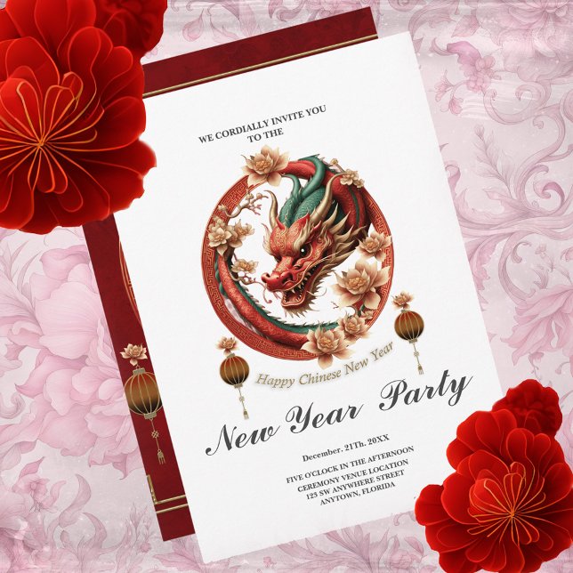 Invitation Bonne année de dragon chinois (New chinese year)