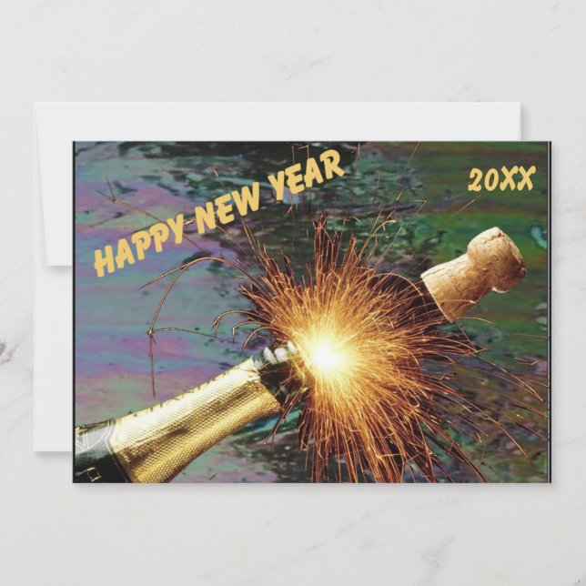 Invitation Bonne année débouchée de feux d'artifice de (Devant)