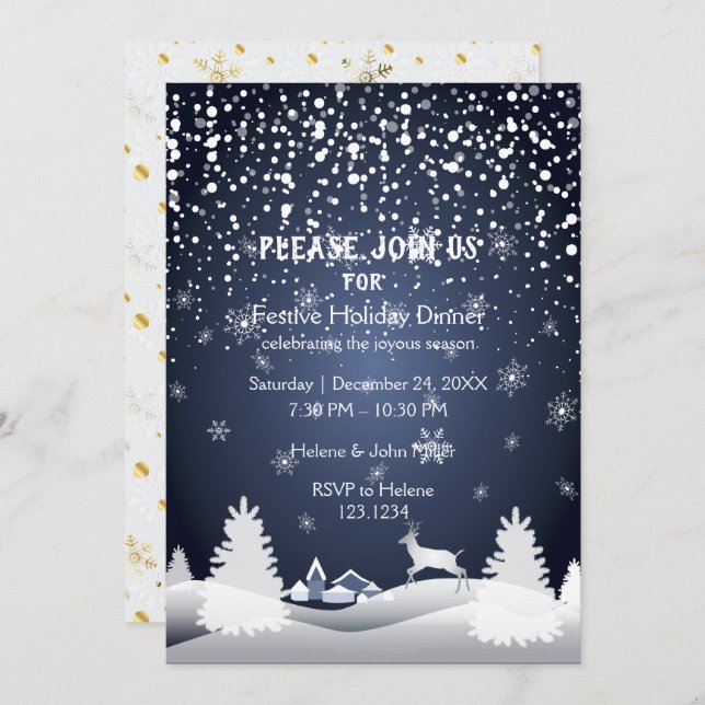 Invitation Bonne année et fête de Noël (Devant / Derrière)