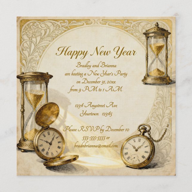 Invitation Bonne année Fête du Nouvel An (Devant)