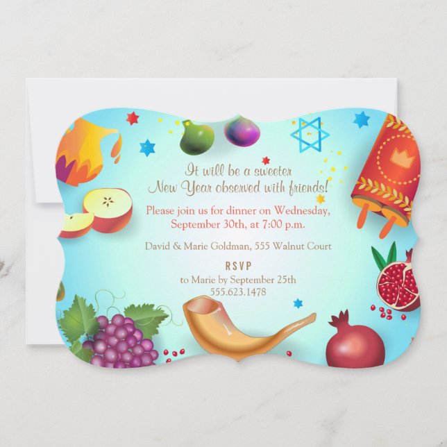 Invitation Bonne année juive Rosh Hashanah (Devant)