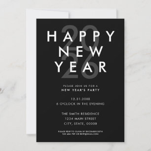 Invitation Bonne année Moderne Minimaliste Fête du Nouvel An