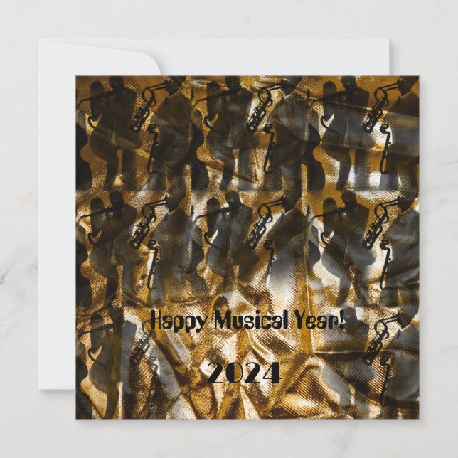 Invitation Bonne année musicale 2024 - motif jazzmen (Devant)