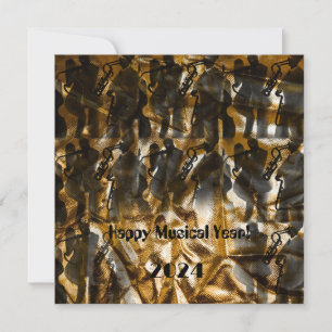 Invitation Bonne année musicale 2024 - motif jazzmen