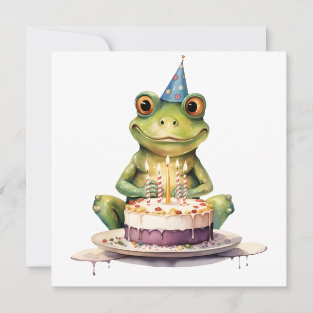 Invitation Bonne Anniversaire Funny grenouille (Devant)