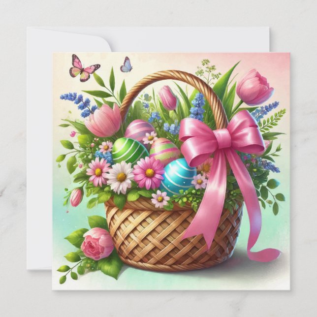 Invitation Bonne conception d'impression Pâques Panier (Devant)
