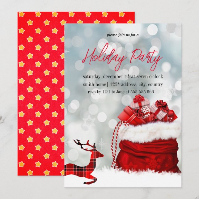 Invitation Bonne et bénie fête de Noël dans votre ho (Devant / Derrière)