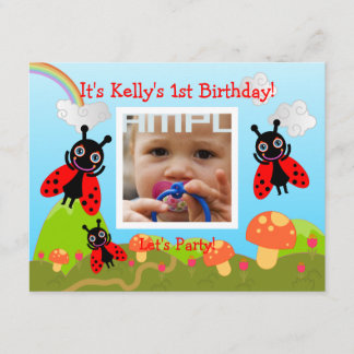 Invitation Bonne fête d'anniversaire avec coccinelle