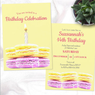 Invitation Bonne fête d'anniversaire Macaron Cookie Custom