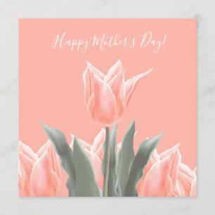 Invitation Bonne fête des mères ! Fleurs de tulipes de pêche 