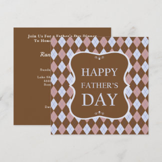 Invitation Bonne Fête des pères Brown Shades Jacquard Dîner