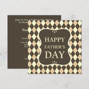 Invitation Bonne Fête des pères Brown Tan Jacquard Dîner