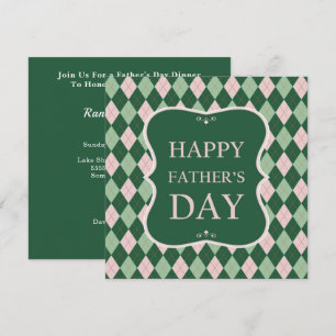 Invitation Bonne Fête des pères Green Jacquard Diner