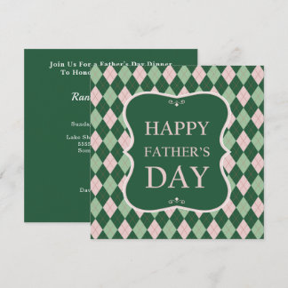 Invitation Bonne Fête des pères Green Jacquard Diner