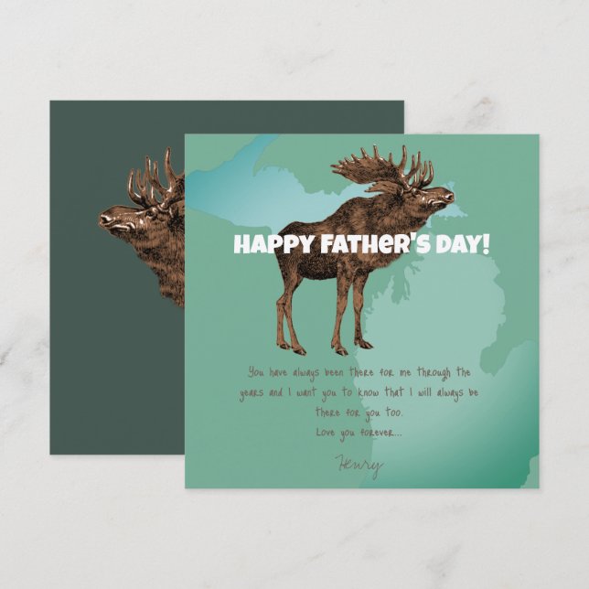 Invitation Bonne Fête des pères Michigan Moose (Devant / Derrière)