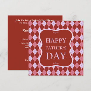 Invitation Bonne Fête des pères Red Pink Jacquard Dîner