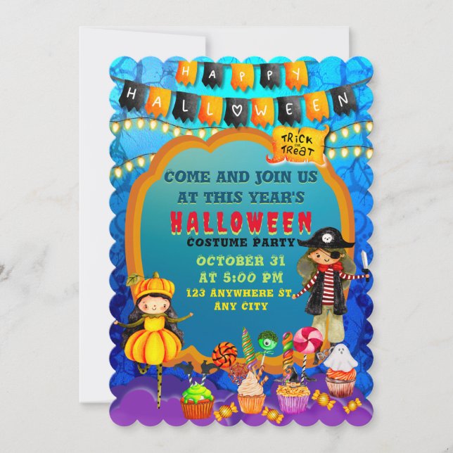 Invitation Bonne fête d'Halloween Costume enfants fête (Devant)