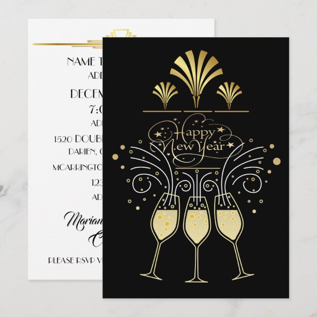 Invitation Bonne fête du Nouvel An (Devant / Derrière)