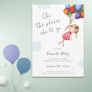 Invitation Bonne fille de chance avec ballons Adieu