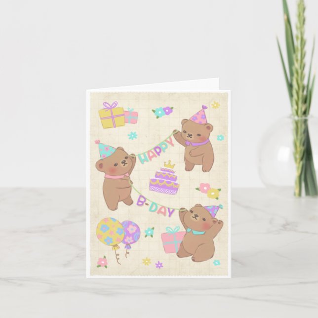 Invitation Bonne illustration Nounours d'anniversaire (Devant)