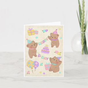 Invitation Bonne illustration Nounours d'anniversaire