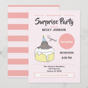 Invitation Bonne Mole Surprise Anniversaire Fête, Peach Pink