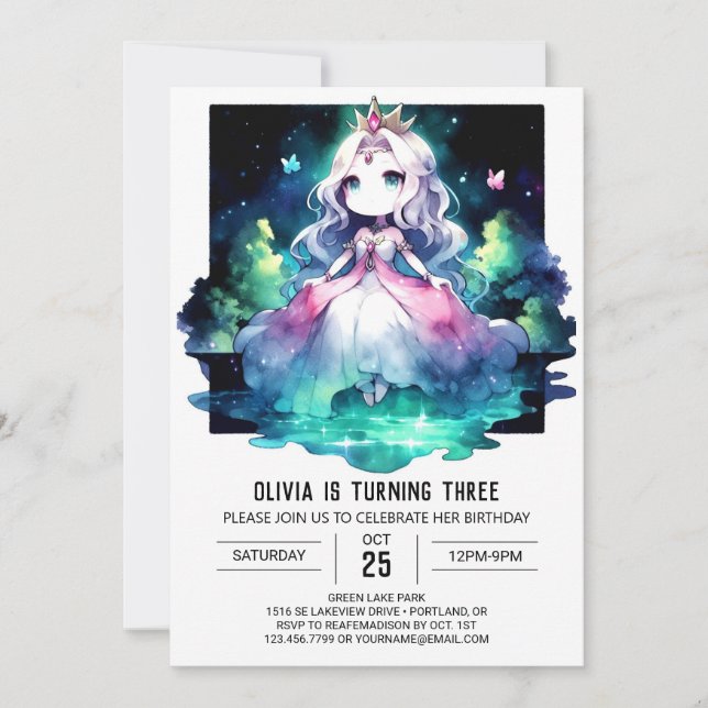 Invitation Bonne princesse enchantée Anniversaire (Devant)