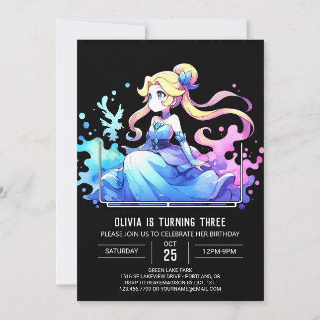 Invitation Bonne princesse Whimsical Anniversaire (Devant)