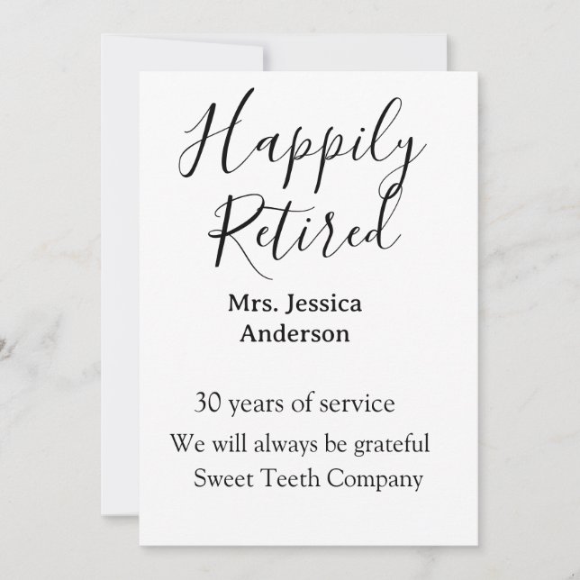 Invitation Bonne retraite ajouter le nom années de service à  (Devant)
