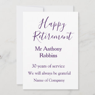 Invitation Bonne retraite ajouter le nom années de service à 