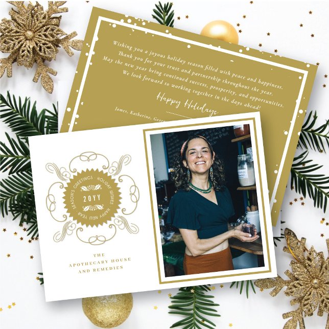 Invitation Bonnes Fêtes Classic Seal Photo Business (Créateur téléchargé)