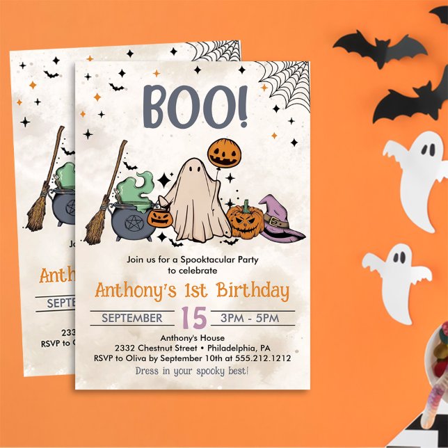 Invitation Boo ! 1er anniversaire fête Halloween (Créateur téléchargé)