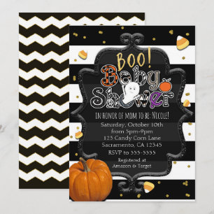 Invitation BOO ! Baby Shower Fantôme Fantaisie Halloween