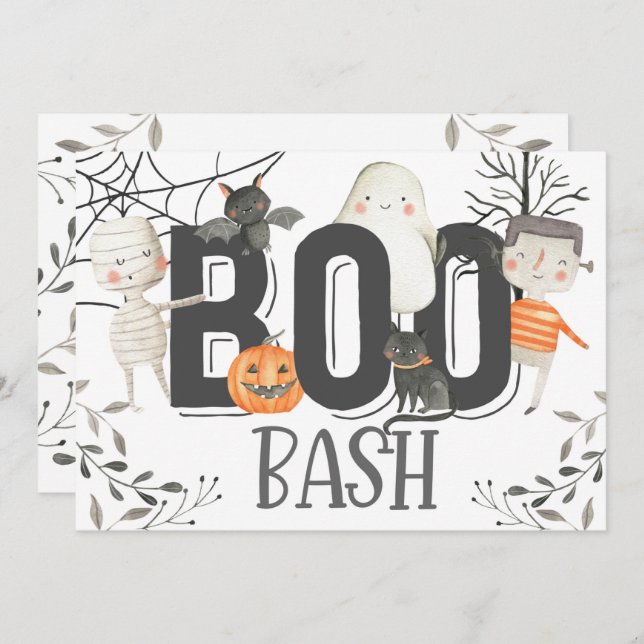 Invitation Boo Bash Ghost Halloween Anniversaire Fête Invitat (Devant / Derrière)