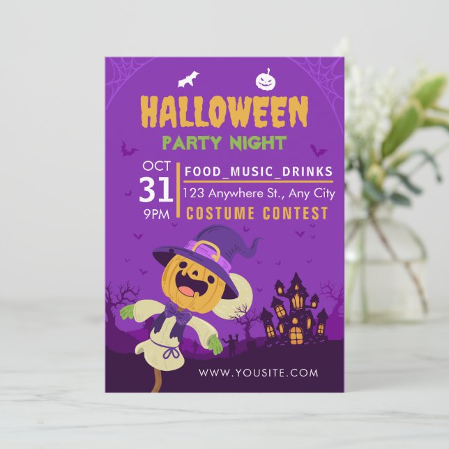 Invitation Boo Bash Halloween Party Invitation, Costume Party (Debout devant)
