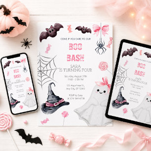 Invitation Boo Bash Rose Halloween Anniversaire pour les Fill