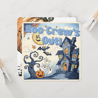 Invitation Boo Crew’s Out! Vintage Halloween Illustration