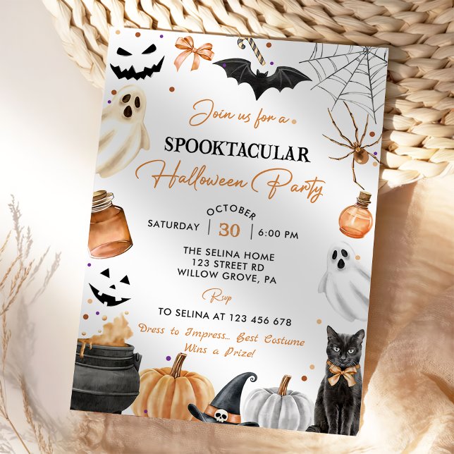 Invitation Boo Cute Ghost Citrouille de la fête d'Halloween (Créateur téléchargé)